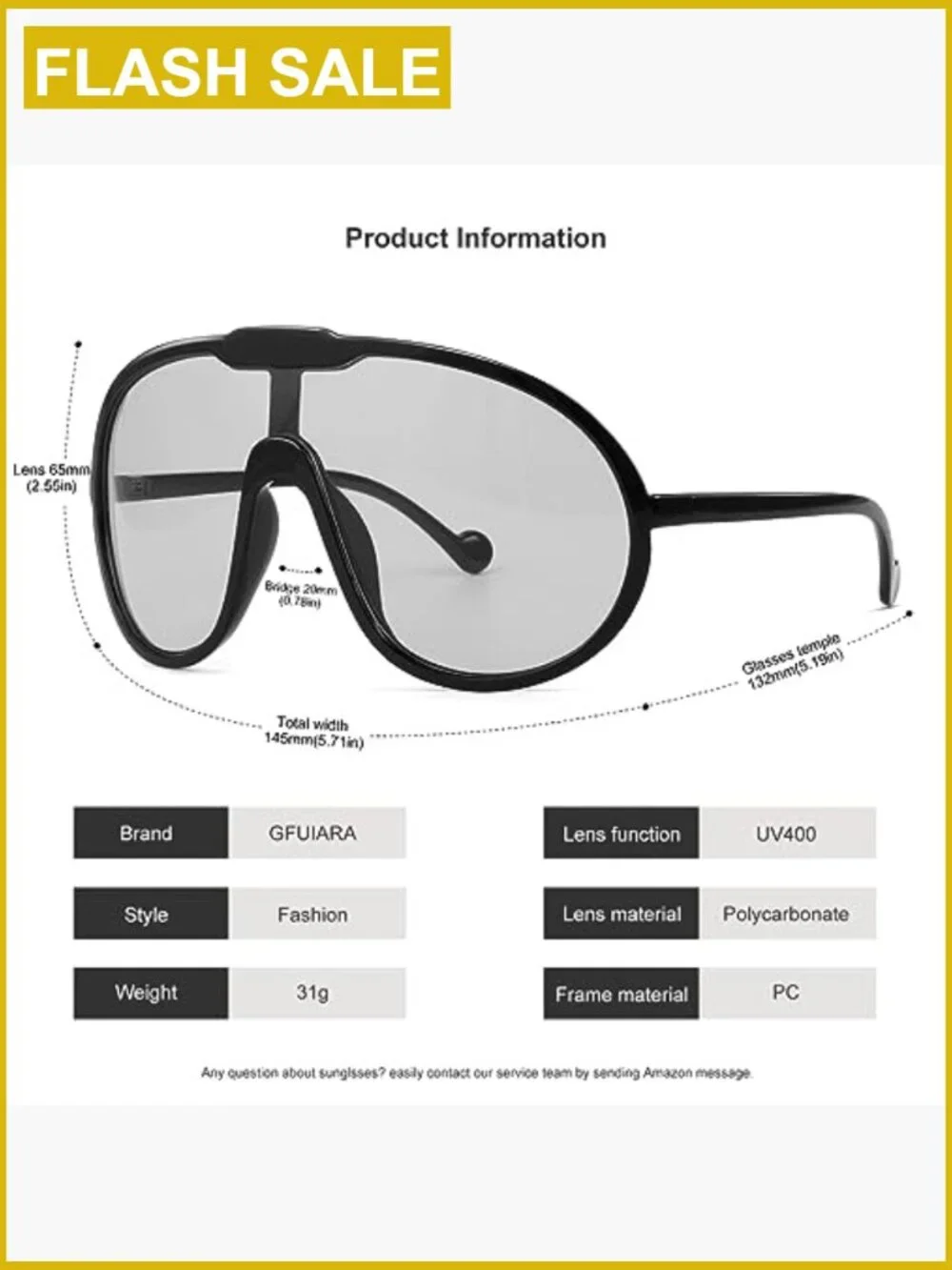 Oversized Shield Sunglasses UV400 Protection Aviator